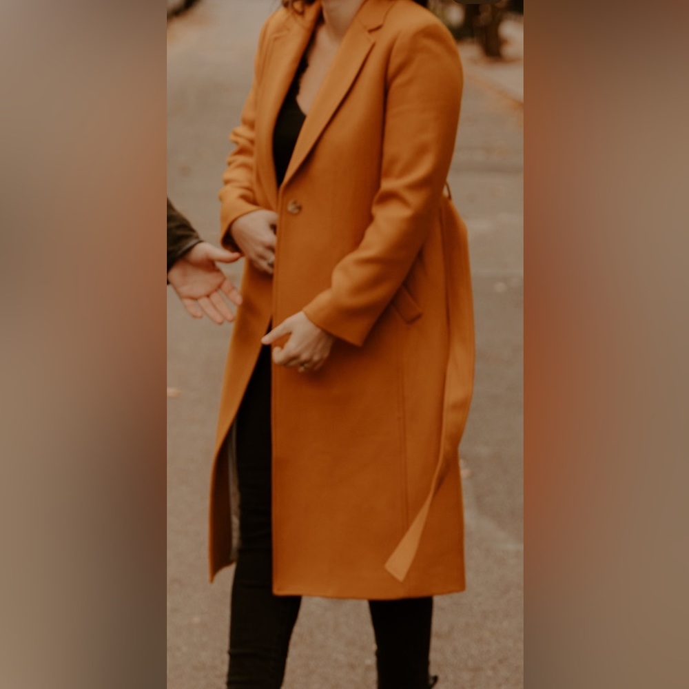 JCrew double serve wool wrap coat - mustard color